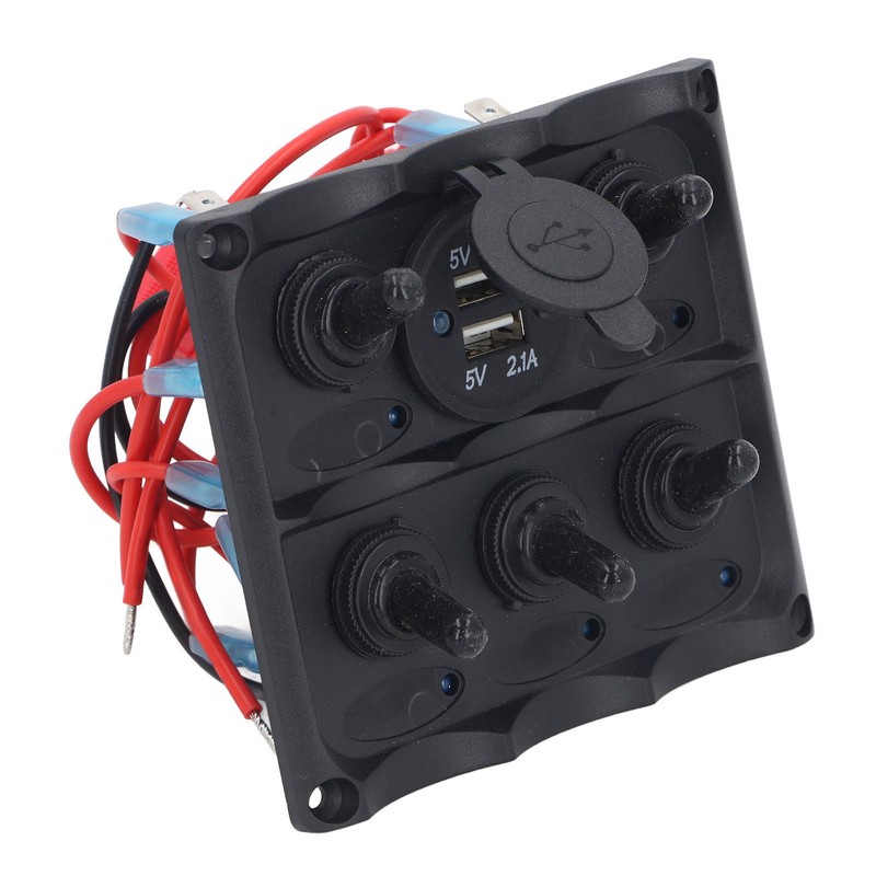 Rocker Switch Panel 2 USB Port 5 Gang Rocker Switch