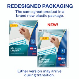 Avery Index Maker Label Dividers, Clear, 5-Tab Set, 1 Set (11449)
