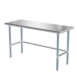 ROVSUN Open Base Stainless Steel Table 60 x 24 Inches, NSF Commercial Heavy Duty Prep & Work Table,Metal Table for Kitchen, Restaurant, Home, Hotel, Garage, Laundry