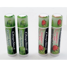 ChapStick 4 PACK CHAPSTICK Lip Moisturizer Strawberry Kiwi Green Apple Chapped LIPS Balm