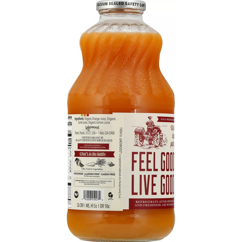 Lakewood Juice Orange Carrot Organic 32 fl. oz (Pack of