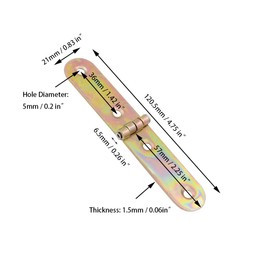 6Pcs Folding Flip Hinges, Metal Strap Hinges Long Table Hinges Colorful Plated Flip Lid Welding Hinges Counter Flap Backflap Hinges for Folding Table, Door, Cabinet, Wardrobe (21mm*120mm)