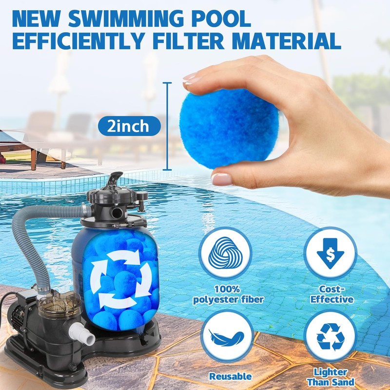QwayHome 3.1 lbs Pool Filter Balls, Reusable Filter Sand Balls