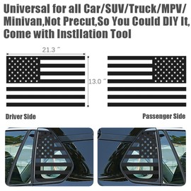 Rear Side Window American Flag Decals for Car,Truck Exterior Decal and Sticker,Universal USA Flag Sticker,Back Side Window USA Flag Vinyl Sticker,Come with DIY Installation Tool(21x13inch)
