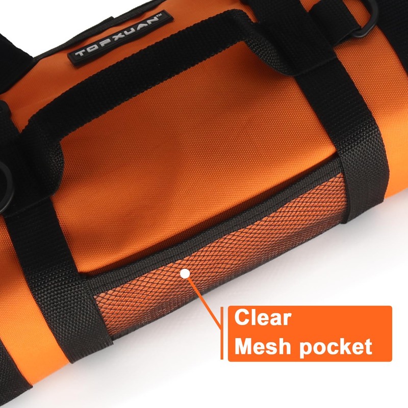 TOPXUAN Tool Roll Bag 4 Large Zipper pockets 2 detachable