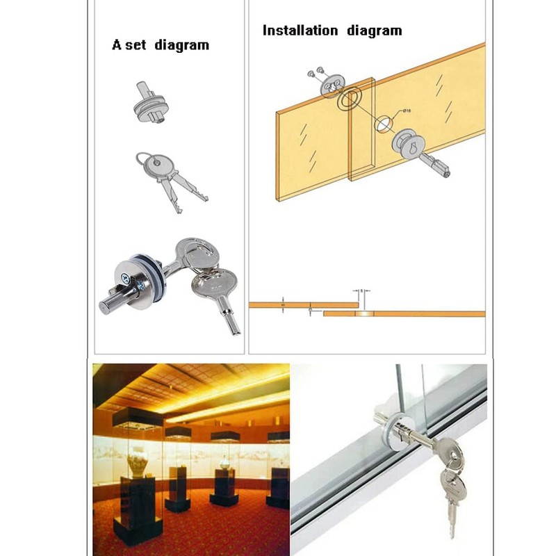 WANLIAN Glass Lock Sliding Door Lock with Key