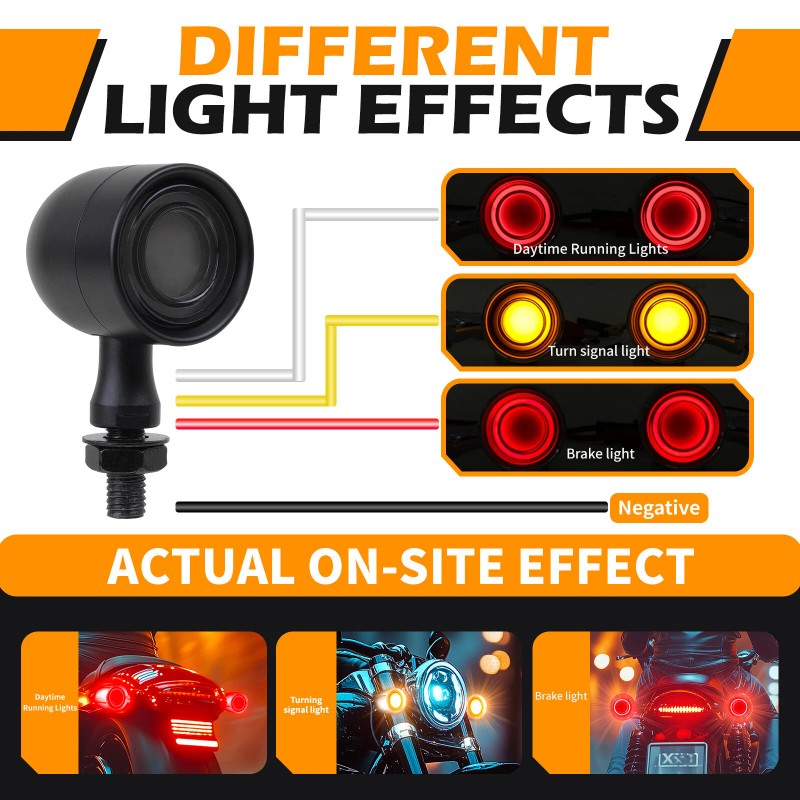 KEEPDSGN Motorcycle Bullet LED Turn Signal Blinker Brake Running Tail