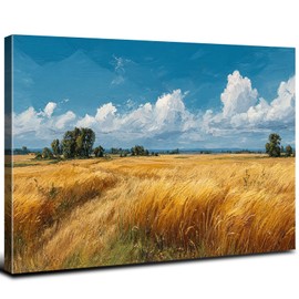 Farmhouse Wall Art Kitchen Decor Vintage Country Landscape Art Wall Decor Rustic Autumn Farm Land Scenery Painting Abstract Countryside Canvas Artwork for Bedroom Living Room Home Decoration 12x16"