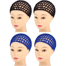 Framendino, paquete de 4 redes de malla de ganchillo para el pelo de punto de rayón, redecillas para el pelo, adorno para dormir nocturno, accesorios para el cabello (2 colores)