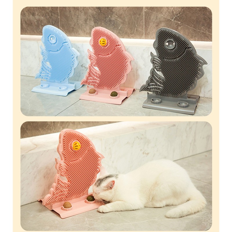 Wall Cat Self Groomer Removable Skin Friendly Fish Shape Rubbing