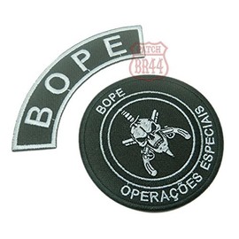 EML041+EML046 Bope Brazil Army Rio De Janeiro Patch Tropa De Elite Troop Special Military Embroidered Patch Iron or Sew