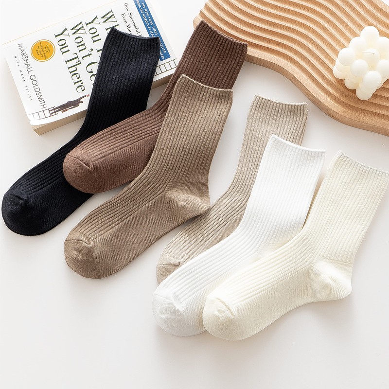 ACCFOD Cute Crew Socks Casual Athletic Aesthetic Socks Neutral Cotton