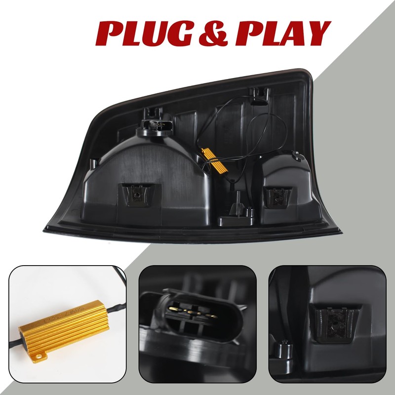 KAKABAS Smoked Black LED Tail Light Compatible with Dodge RAM