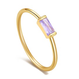 Gold Ring for Women, Birthstone Rings Gold for Women, Stackable Ring for Girls, Gifts for Mother's Birthday, Engagement, Wedding and Promise Rings Jewellery for Women Girls, 7, Copper, No Gemstone