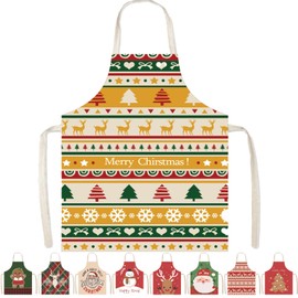 MORAINJAY Christmas Apron,65x75cm Christmas Cartoon Kitchen Apron for Women Men,Waterproof Adjustable Yellow Christmas Tree Xmas Aprons,Christmas Kitchen Decor Gift for Cooking Chef,Bakers,Xmas Party