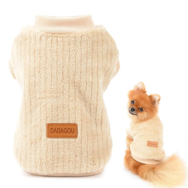 SMALLLEE_LUCKY_STORE Pet Ribbed Fleece Jumpers Pullover Sweatshirt for Small Dogs