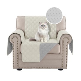 PrinceDeco Chair Cover Slipcover Water Resistant Couch Cover Washable Chair Cover Non-Slip Stay in Place Furniture Protector for Pets Dog Kids(Armchair Cover,Pale Oak)