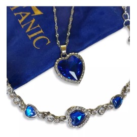 Dtup Set Collar Y Pulsera Corazón Del Mar Titanic Plata