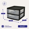 Homz Plastic 2 Drawer Medium Storage Cart, Black Frame with