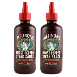 Melinda's Ghost Pepper Steak Sauce 12oz Pack of 2 Spicy Gourmet Condiment