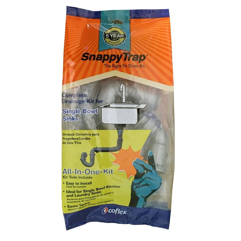 Snappy Trap Single Kitchen Sink Drain Kit, 1-1/2" with Flexible