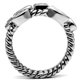 YourJewelleryBox Ladies Stacking Ring Bezel Rope Stainless Steel CZ Bands Blackened 3pcs New TK2880 J