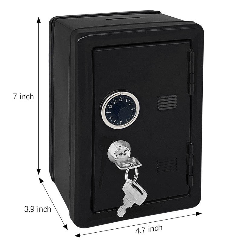 Kids' Safe Piggy Bank, Metal Safe with Key, Money Saving