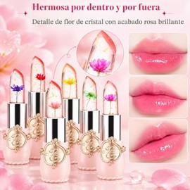 FirstFly - Juego de 6 lápices labiales nutritivos de larga duración para labios hidratantes y cambio de color (rosa)