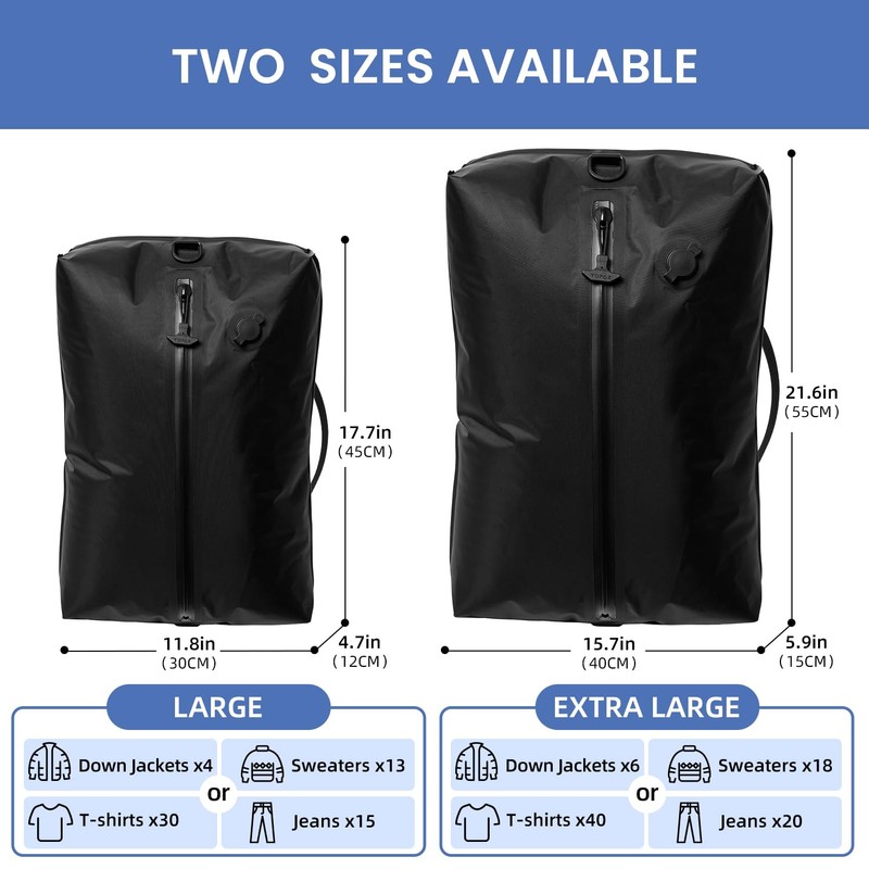 BAGAIL TPU Vacuum Bag for Travel, Reusable Compression Bag with