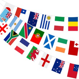 AhfuLife 4 Packs World Flags Bunting, 20 Nations Flags Double Sides Fabric Flags Bunting for Rugby Euro Football Party Bar Club Garden Street Decorations