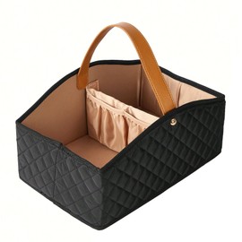 I IHAYNER Baby Diaper Caddy Organizer Baby Room Storage Basket and Changing Box Stylish Nursery Storage Basket Newborn Essentials Suitable for Outdoor Use Black