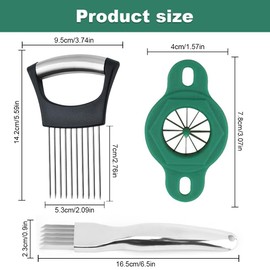 Onion Holder for Slicing, Stainless Steel Onion Slice, Onion Slicer Kitchen Chopper Slicing Assistant Tool with Spring Onion Shredder and Scallion Slicer for Cutting Onion Shallot Garlic(3Pcs)