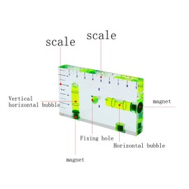 umei Transparent T Type Multifunction Spirit Level Two Way Spirit Level with Magnetic Scale Size 95x51x13mm