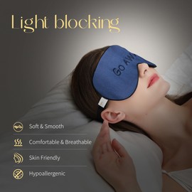 ZIMASILK 100% Natural Silk Sleep Mask Blindfold,Adjustable Super-Smooth Soft Eye Mask for Sleep with Bag(Go Away - Navy Blue)