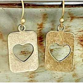 Bronze Cut-out Heart Charm Dangle Earrings Love Romance Valentine Jewelry Earrings for Women #3298FE61