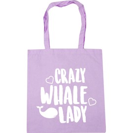 Hippowarehouse Crazy whale lady Tote Shopping Gym Beach Bag 42cm x38cm, 10 litres