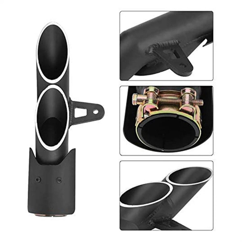 Unbranded 38mm-51mm Dual Outlet Motorcycle Exhaust Muffler Tail Pipe For