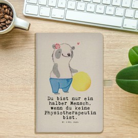 Mr. & Mrs. Panda DIN A5 Baumwoll Notizbuch Physiotherapeutin Herz - Geschenk, Journal, Schreibheft, Arbeitskollege, Abschied, Schreibbuch, Kladde,