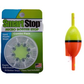 Lighted Smart Slip Lock Bobber and Smart Stop Micro Bobber Stop Combo Pack (Medium or Large) Includes New and Improved Tool to Attach Stops, No Pliers Needed. (Medium)