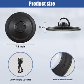 Powfloven Black LED Patio Umbrella Lights with Remote, Portable Rechargeable Battery Cantilever Umbrella Light with 12 Color Mode, 3 Brightness Dimmable for Patio Umbrellas, Camping Tents, Outdoor Use