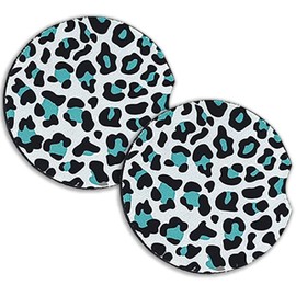 Car Coasters for Drinks Absorbent, Cute Car Coasters for Women & Man,Cup Holder Coasters for Your Car with Fingertip Grip, Auto Accessories for Women & Lady,Snow Leopard Pack of 2(Green)