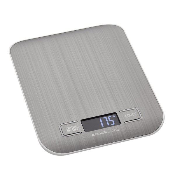 TFA Dostmann Amaretti 50.2004.54 Digital Kitchen Scales with Tare Weighing Function, Extended Shut-Off Function, Digital Scales for Food up to 10 kg, Modern, Illuminated Display, Silver