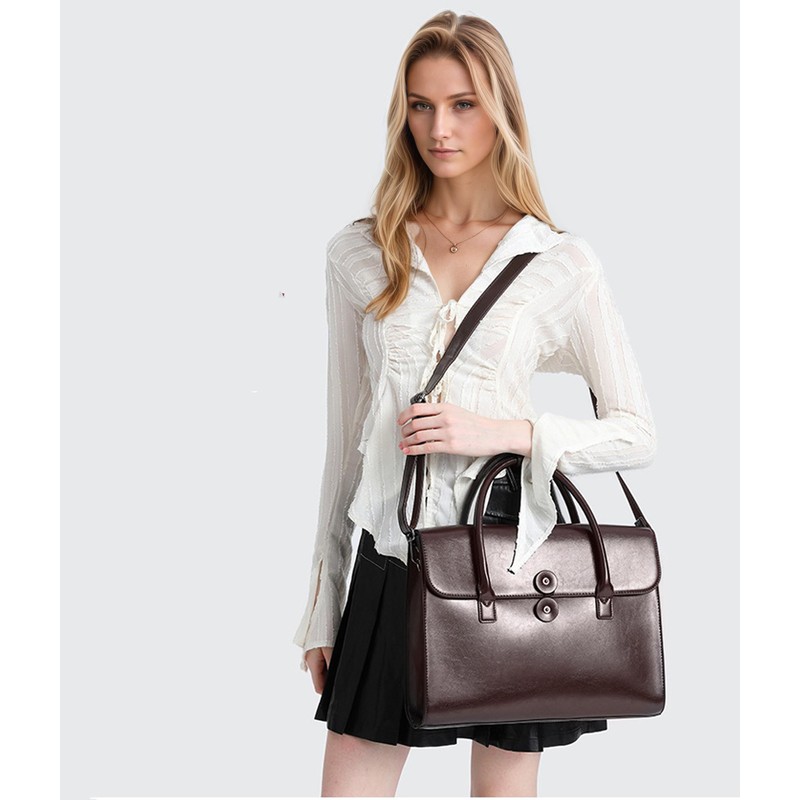 Genuine Leather laptop Briefcase: Messenger shoulder bag14 15inch men case