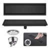 Coladera Desagüe Invisible Baño Antiolor Negro Inoxi 30*10cm