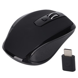 Kabellose Maus, Ergonomische Kabellose USB-C-Mäuse, Kabellose 1600 DPI Silent Mouse, Tragbare Optische Mäuse mit USB-C-Empfänger, 3 Einstellbare DPI-Stufen, 6 Tasten, Schwarz