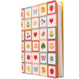 ban.do Rough Draft Mini Spiral Notebook with Pattern, 8.5" x 6.75" Journal with Pockets and 160 Lined Pages (Quilt)