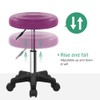 FURWOO Round Swivel Stool with Wheels PU Leahter Rolling Stool