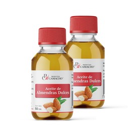 Productos Camacho - Aceite almendras dulces (2 pack de 100 ml) Desmaquillante, previene estrias, estimula el crecimiento de pestañas, cejas