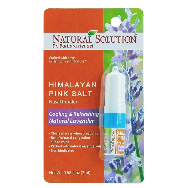 Natural Solution Himalayan Pink Salt Aromatherapy Nasal Inhaler,Cooling & Refreshing, Relaxing Lavender With Natural Essential Oils,Clear Airways When Breathing - 0.68 oz