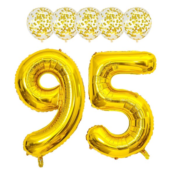 Gold 95 Foil Balloons 40" Jumbo Foil Balloons Confetti Balloons
